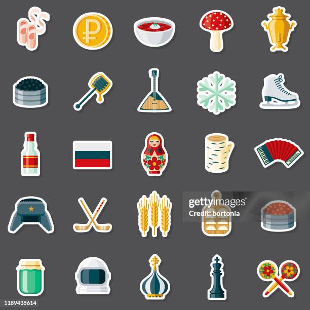 russia sticker set - caviar stock illustrations