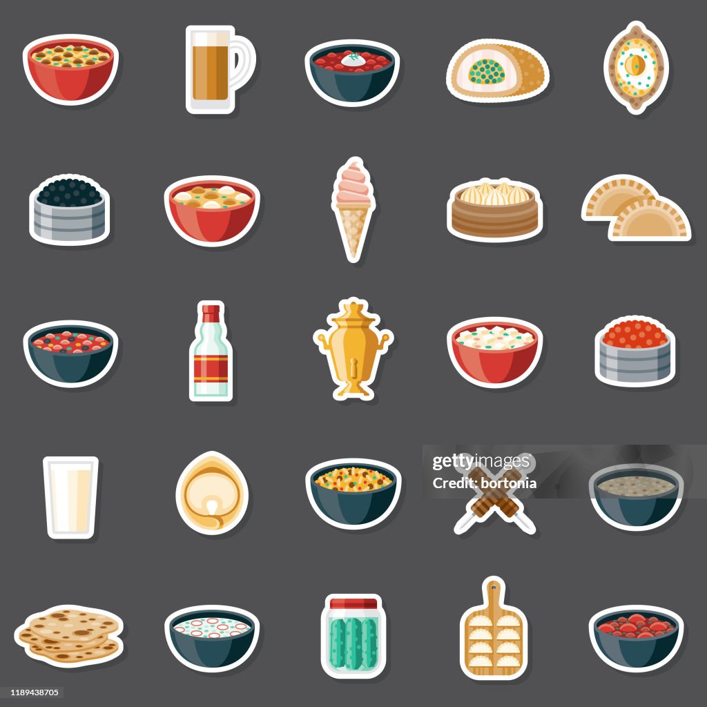 Set di adesivi alimentari russi