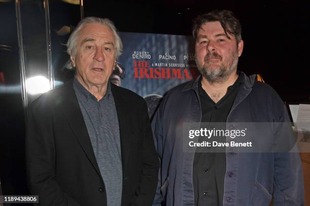 Robert De Niro and Ben Wheatley attend a screening of 'The Irishman' at The Cinema at Selfridges on December 18, 2019 in London, England.