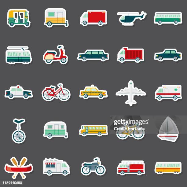 transportation sticker set - limousine stock illustrations