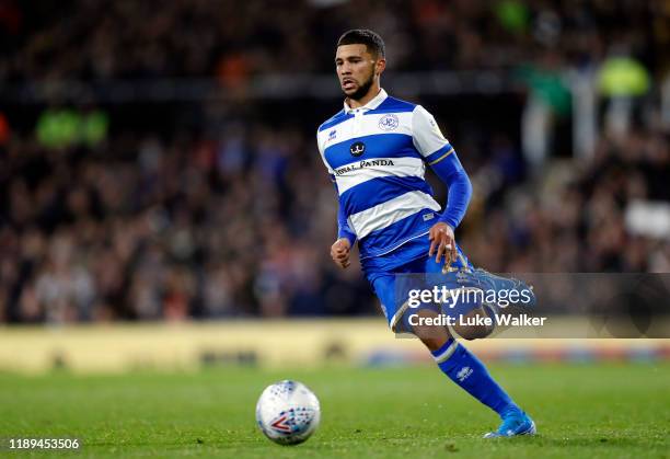 Nahki Wells of Queens Park Rangers runs with the ball during the Sky Bet Championship match between Fulham and Queens Park Rangers at Craven Cottage...