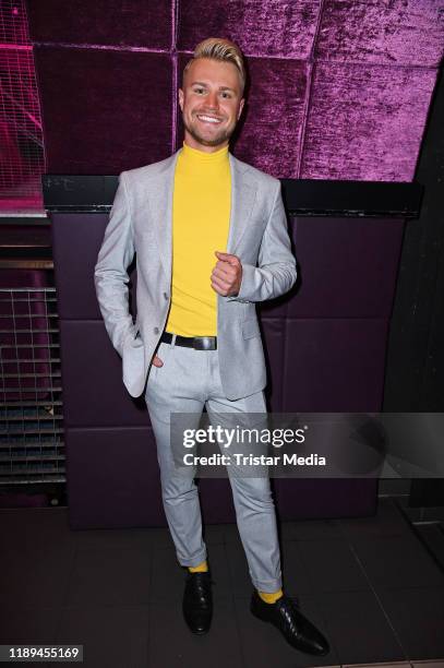 Contestant Aaron Koenigs attends the RTL / TV Now TV show "Prince Charming" finals at Bahnhof Pauli on December 18, 2019 in Hamburg, Germany.