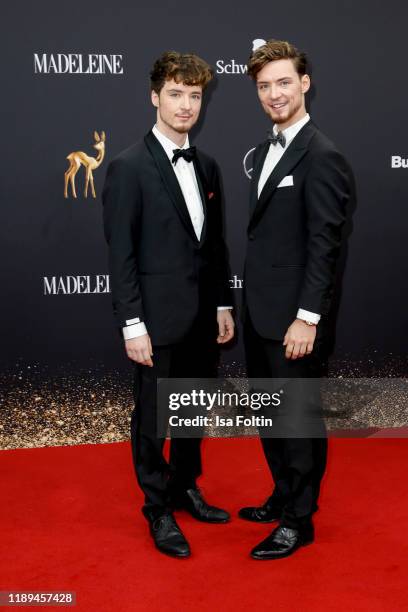 Heiko Lochmann and his twin Roman Lochmann arrive for the 71st Bambi Awards at Festspielhaus Baden-Baden on November 16, 2019 in Baden-Baden, Germany.