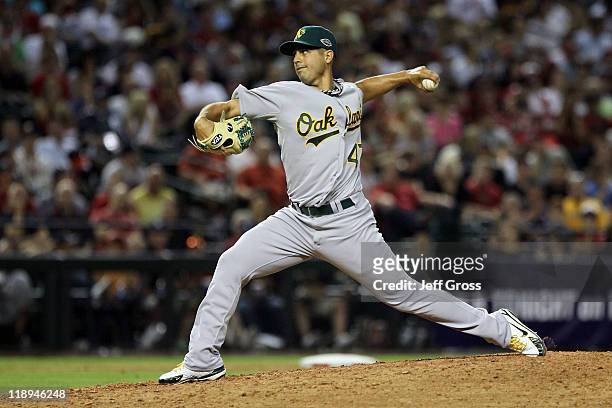 American League All-Star Gio Gonzalez of the Oakland Athletics throws a pitch in the eighth inning of the 82nd MLB All-Star Game at Chase Field on...