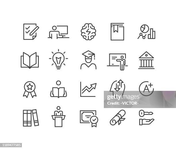 high education icons - classic line series - adult learning icons stock illustrations