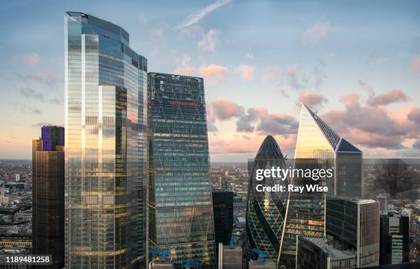 london skyscraper view autumn 2019 - london swiss re stock pictures, royalty-free photos & images