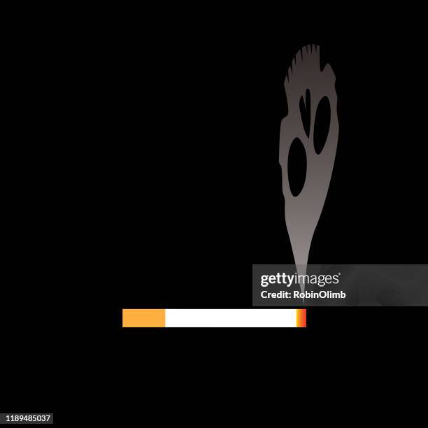 skull smoke cigartte - burning ashes stock illustrations