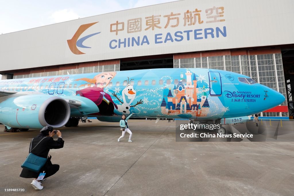 China Eastern Airlines Launches Disney Frozen-themed Aircraft In Shanghai
