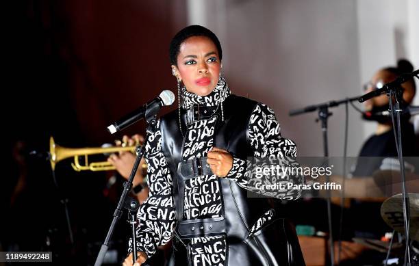 Singer Lauryn Hill performs onstage during a "Queen & Slim" screening and conversation at Woodruff Arts Center on November 22, 2019 in Atlanta,...