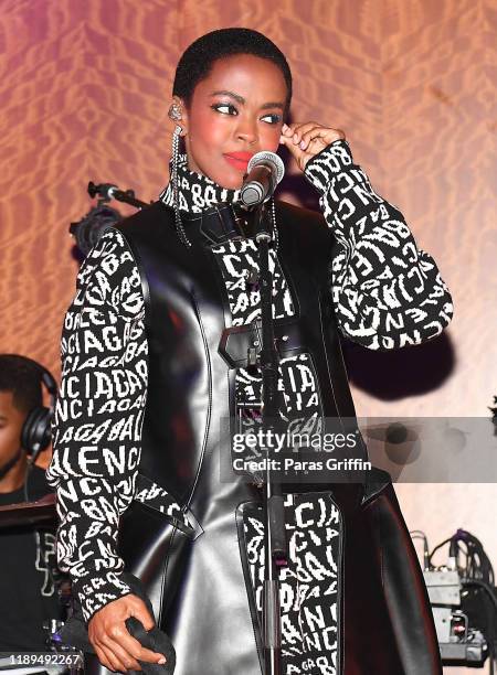 Singer Lauryn Hill performs onstage during a "Queen & Slim" screening and conversation at Woodruff Arts Center on November 22, 2019 in Atlanta,...