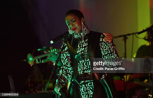 Singer Lauryn Hill performs onstage during a "Queen & Slim" screening and conversation at Woodruff Arts Center on November 22, 2019 in Atlanta,...