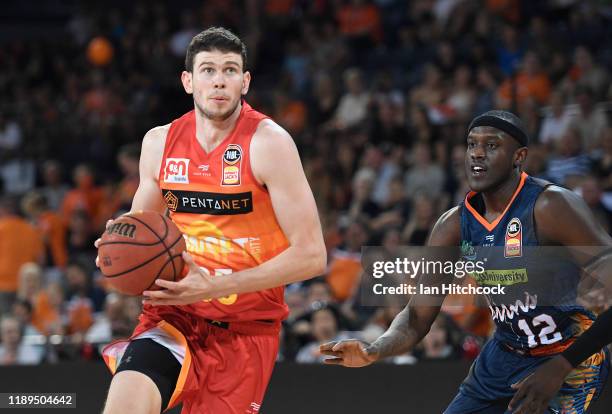 Clint Steindl of the Wildcats drives to the basket during the round 8 NBL match between the Cairns Taipans and the Perth Wildcats at the Cairns...