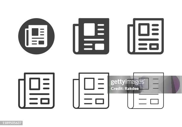 ilustraciones, imágenes clip art, dibujos animados e iconos de stock de iconos de periódico - multi series - medios de comunicacion