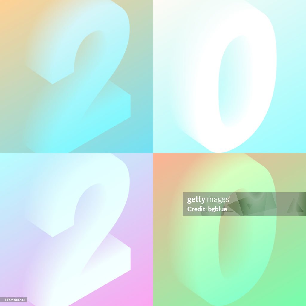 Colorful 2020 Set Of Colorful Numbers 2020 With Trendy Gradients High-Res Vector ...