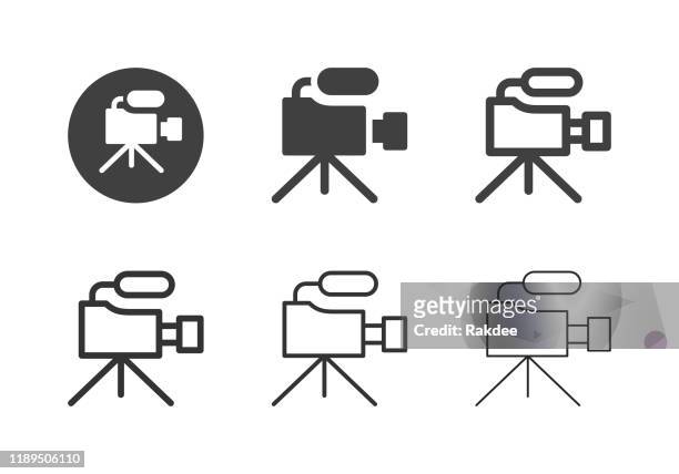illustrazioni stock, clip art, cartoni animati e icone di tendenza di icone videocamere - serie multi - videoconferenza