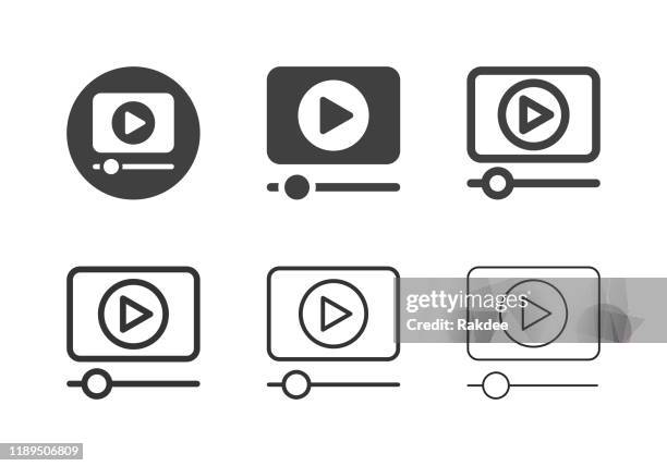 bildbanksillustrationer, clip art samt tecknat material och ikoner med media player-ikoner-flera serier - videokamera