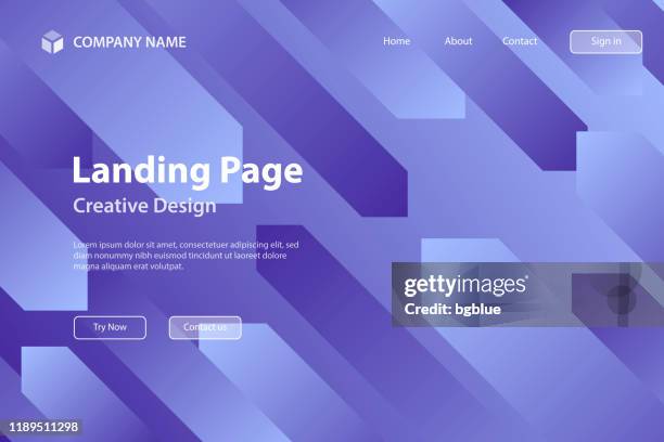 landing page template - abstract design with geometric shapes - trendy blue gradient - house wallpaper pattern stock illustrations