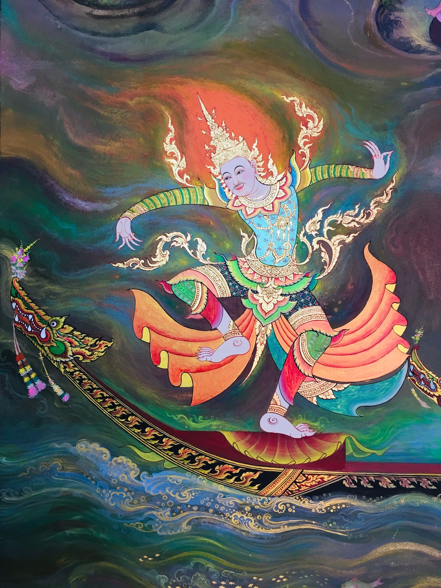 Angel mural wall painting in Thai temple Angel mural wall painting in Thai temple