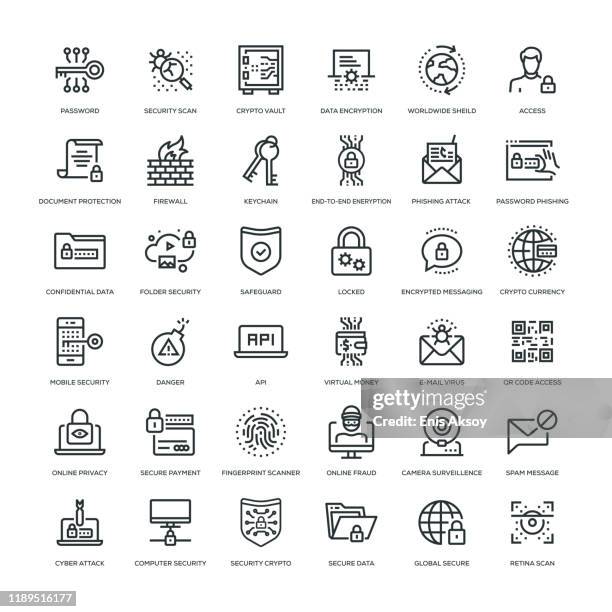 illustrations, cliparts, dessins animés et icônes de ensemble d'icônes de cybersécurité - crimes et délits