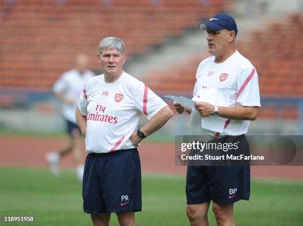 Pat Rice Assistant Manager Arsenal assistant manager Pat Rice and first team coach Boro Primorac ...