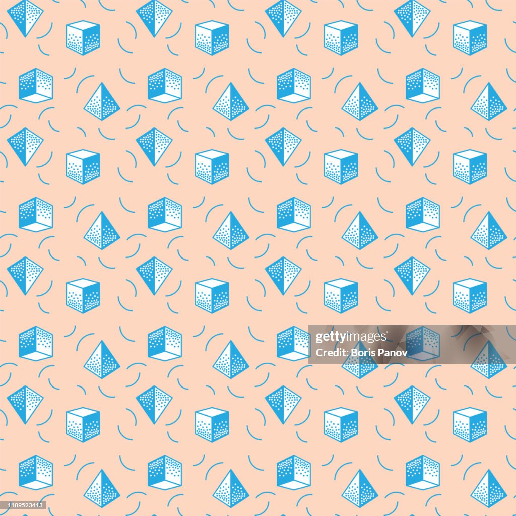 Funky Neutral Pattern Funky Neutral Seamless Pattern With Geometrical 3d Cubes And Triangles ...