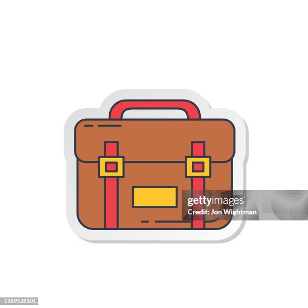 business and finance thin line icon - briefcase - satchel stock illustrations