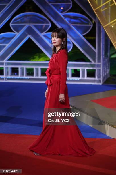 Actress/director Vicky Zhao Wei attends the closing ceremony of the 28th China Golden Rooster And Hundred Flowers Film Festival on November 23, 2019...