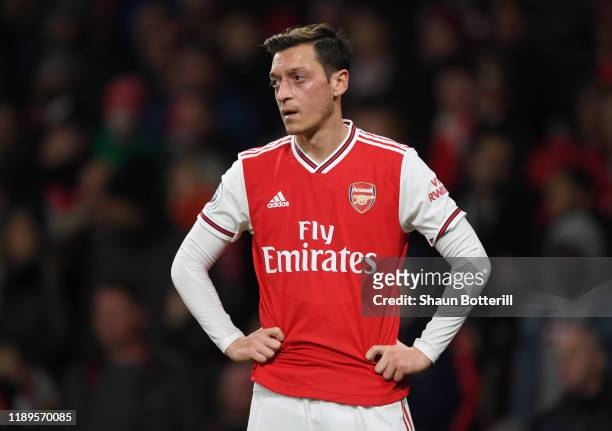 Mesut Ozil of Arsenal during the Premier League match between Arsenal FC and Southampton FC at Emirates Stadium on November 23, 2019 in London,...