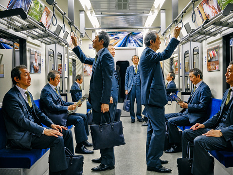 Japanese Subway Train Filled by One Man