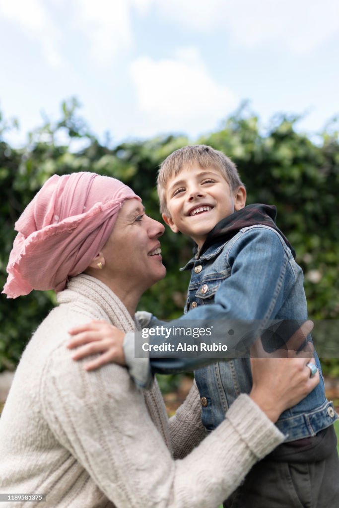 Mother with cancer and her son