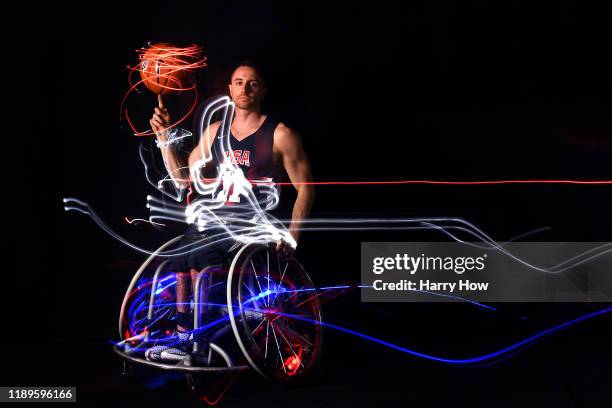 Wheelchair basketball player Steve Serio poses for a portrait during the Team USA Tokyo 2020 Olympic shoot on November 23, 2019 in West Hollywood,...