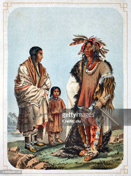 sioux indians family - sioux culture stock illustrations