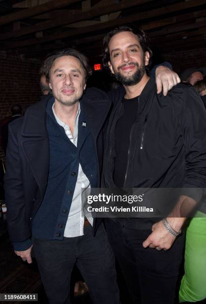 Zach Braff and Nick Cordero attend Preview Of Rock of Ages Hollywood At The Bourbon Room on December 18, 2019 in Hollywood, California.