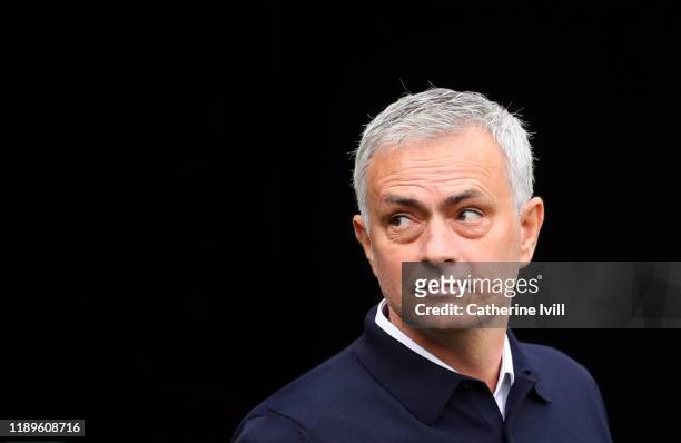 Jose Mourinho manager of Tottenham Hotspur ahead of the Premier League match between West Ham United and Tottenham Hotspur at London Stadium on...