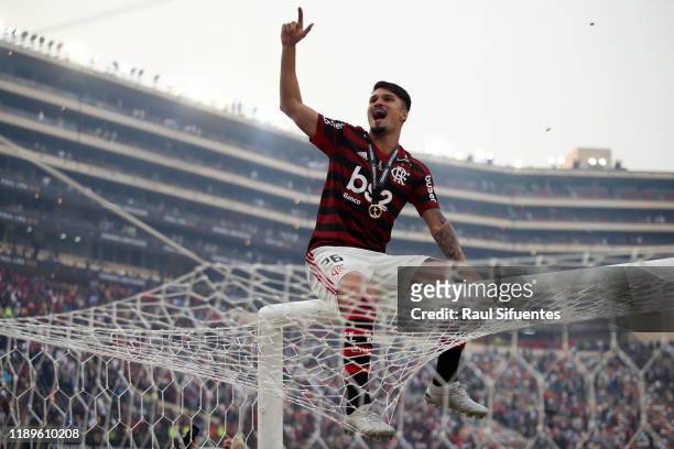 Thuler of Flamengo celebrates after winning during the final match of Copa CONMEBOL Libertadores 2019 between Flamengo and River Plate at Estadio...