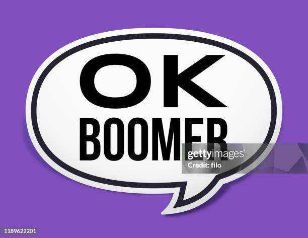 ok boomer zitat text sprachblase - versöhnung stock-grafiken, -clipart, -cartoons und -symbole