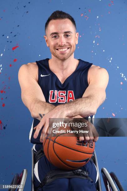 Wheelchair basketball player Steve Serio poses for a portrait during the Team USA Tokyo 2020 Olympic shoot on November 23, 2019 in West Hollywood,...