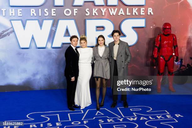 Daryl Sabara, Meghan Trainor, Bailee Madison and Blake Richardson attend the European film premiere of 'Star Wars: The Rise of Skywalker' at...