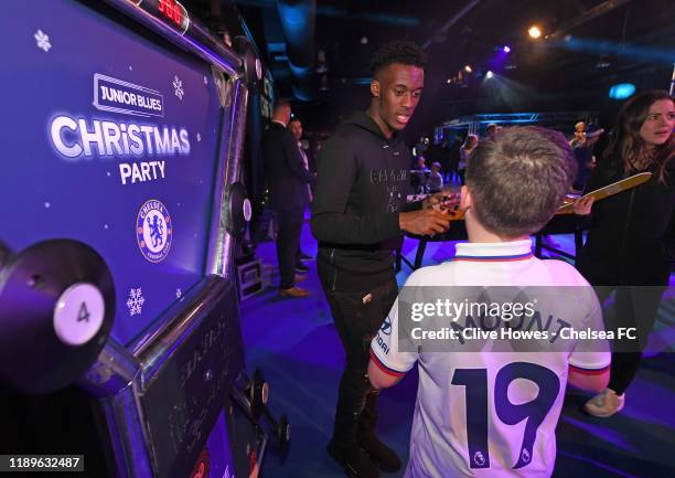 Callum Hudson-Odoi of Chelsea at the Junior Blues Christmas Party at Stamford Bridge on December 19, 2019 in London, England.