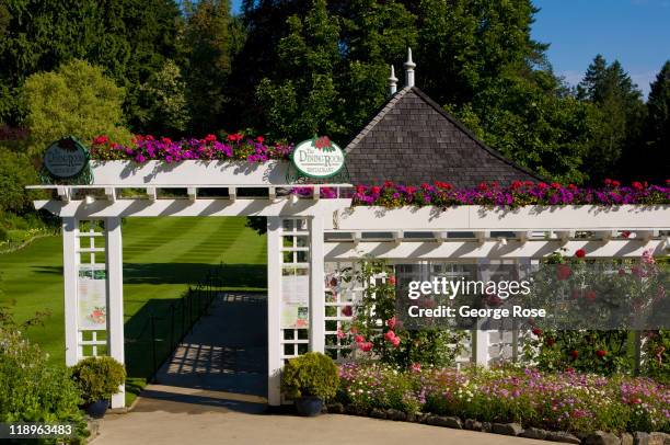 The entrance to the Dining Room at The Butchart Gardens is viewed on July 2, 2011 in Saanich, British Columbia, Canada. The 55-acre garden features...