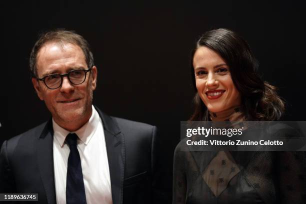 Valerio Mastandrea and Chiara Martegiani attend the Vanity Fair Stories 2019 Awards Photocall at The Space Cinema Odeon on November 23, 2019 in...