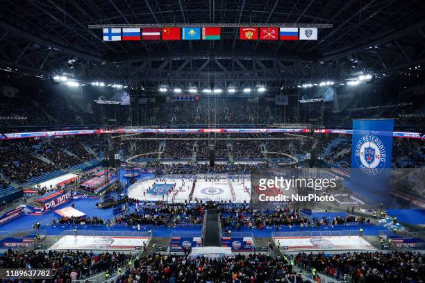 General view of the venue during the 2019 KHL Winter Classic ice hockey match between SKA St Petersburg and CSKA Moscow at Gazprom Arena on December...