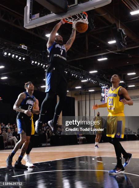 Jon Davis of the Lakeland Magic slam dunks against the South Bay Lakers during the NBA G League Winter Showcase at Mandalay Bay Events Center in Las...