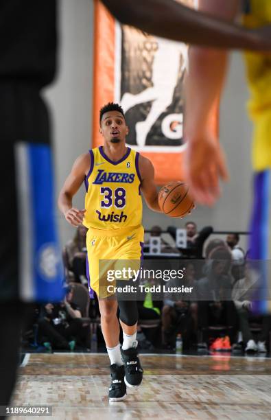 Reggie Hearn of the South Bay Lakers handles the ball against the Lakeland Magic during the NBA G League Winter Showcase at Mandalay Bay Events...