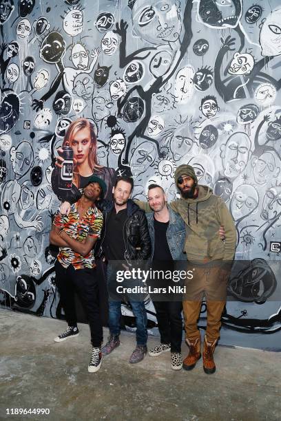 Cavier Coleman, Jeremy Penn, Phil Reese and JD Barnes attend the private opening of the Good Luck Dry Cleaners Bowery location at 3 East 3rd on...