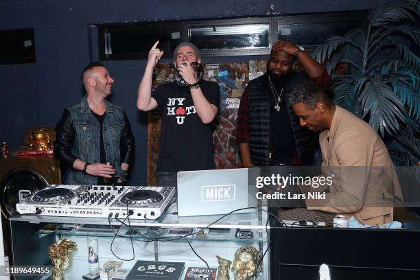 Phil Reese, DJ Mick and ItsParle attend the private opening of the Good Luck Dry Cleaners Bowery location at 3 East 3rd on December 19, 2019 in New...