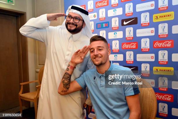 Sergej Milinkovic Savic of SS Lazio attends a meet & greet of Sunday's Italian Supercup match against Juventus on December 20, 2019 in Riyadh, Saudi...