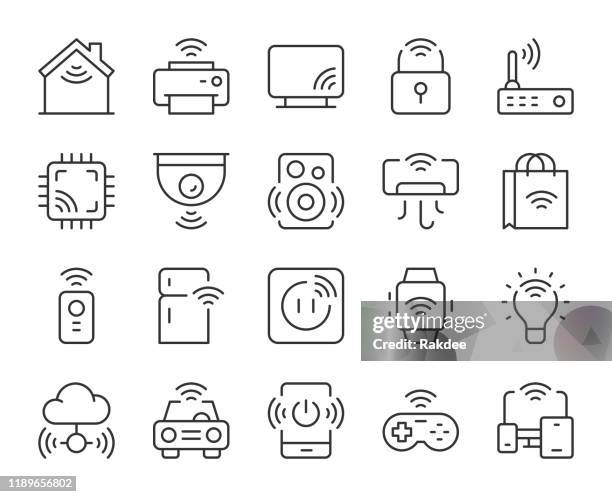 internet of things - light line icons - smart appliance stock illustrations