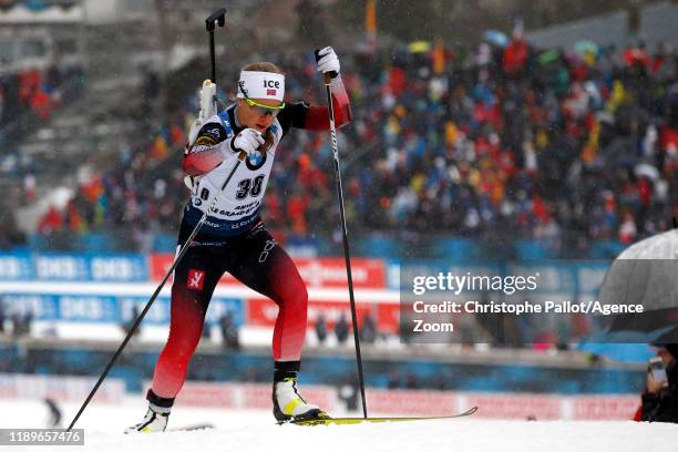 Tiril Eckhoff of Norway takes 1st place during the IBU Biathlon World Cup Women's 7.5km on December 20, 2019 in Le Grand-Bornand, France.