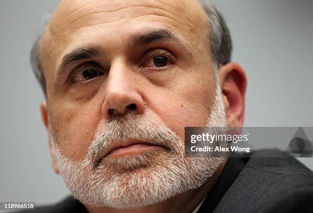 Federal Reserve Board Chairman Ben Bernanke testifies during a hearing before the House Financial Services Committee July 13, 2011 on Capitol Hill in...